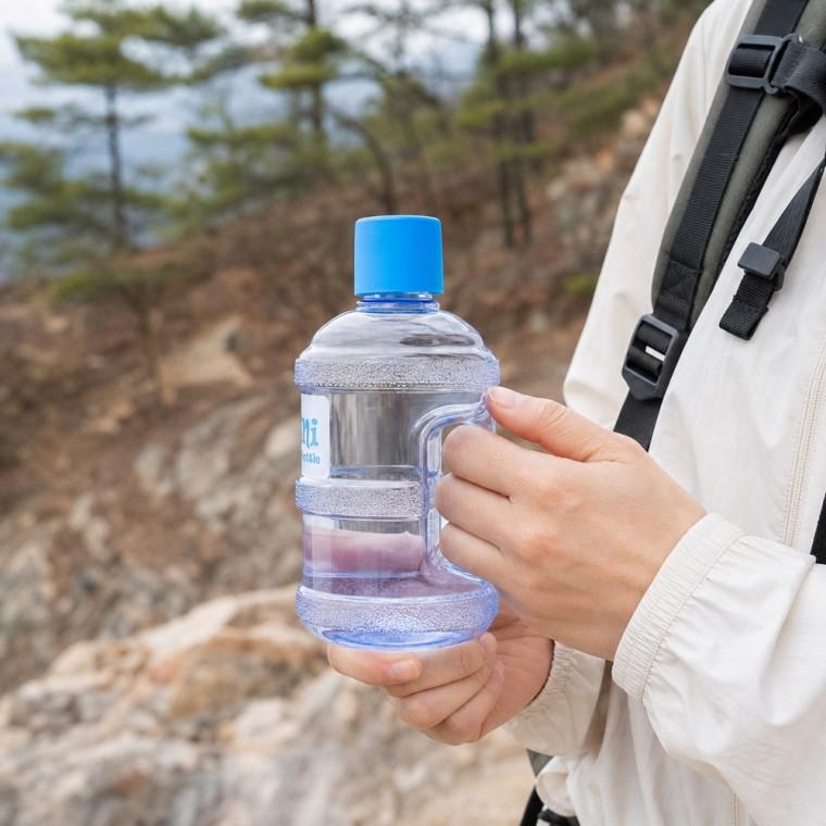 미니 휴대용 손잡이 물병 480ml 투명 블루캡 PETG 야외활동용