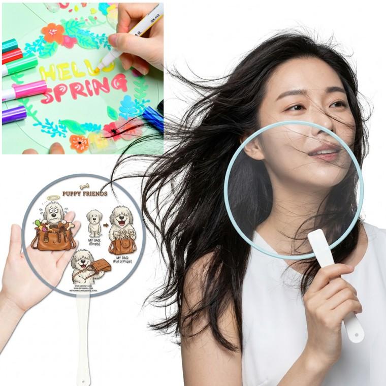 투명부채 인쇄제작 미술용 그리기 만들기 미니원형부체 여름선물 홍보용 판촉물 기념품 단체부채 수업 학습