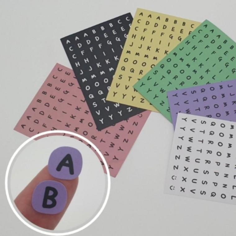 6장 알파벳 스티커 다이어리 꾸미기 영문 대문자 필기체 탑로더 이니셜 인덱스 미니