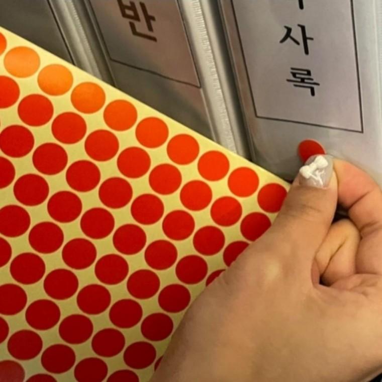 15장 빨강 13mm 미니 원형 스티커 동그라미 원 스티커 표시 투표 출석 체크 라벨 컬러