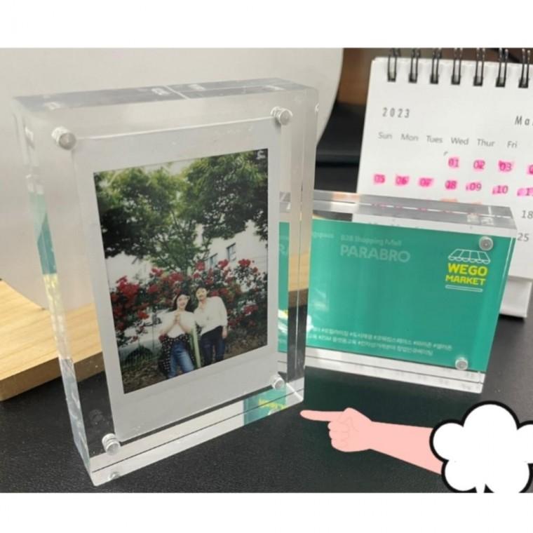 1개 70x100 아크릴 투명 책상 자석 사진 액자 탁상용 사무실 거실 미니 사진 액자 틀