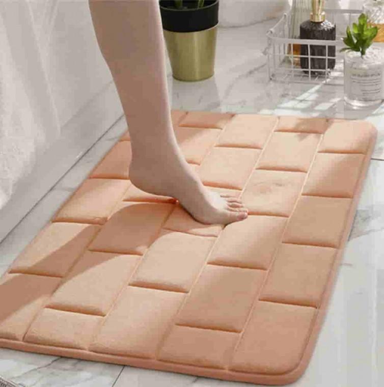도톰한 극세사 발매트 60x40cm 오렌지 웰컴매트 주방용매트 인테리어발매트