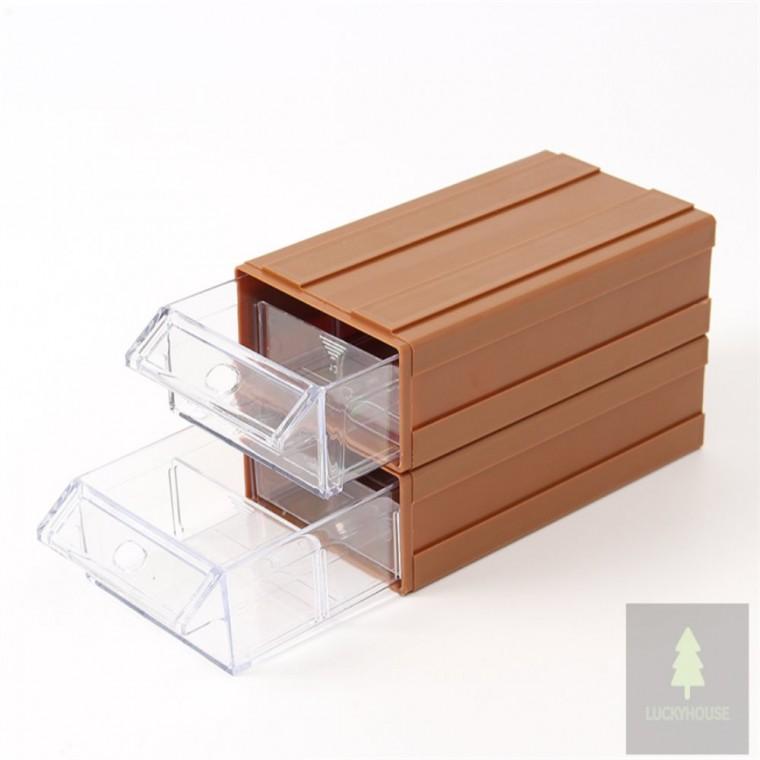 문구 사무용품 정리서랍 2p세트9.5x5cm 브라운 문구정리함 미니소품정리함서랍형 문구서랍장
