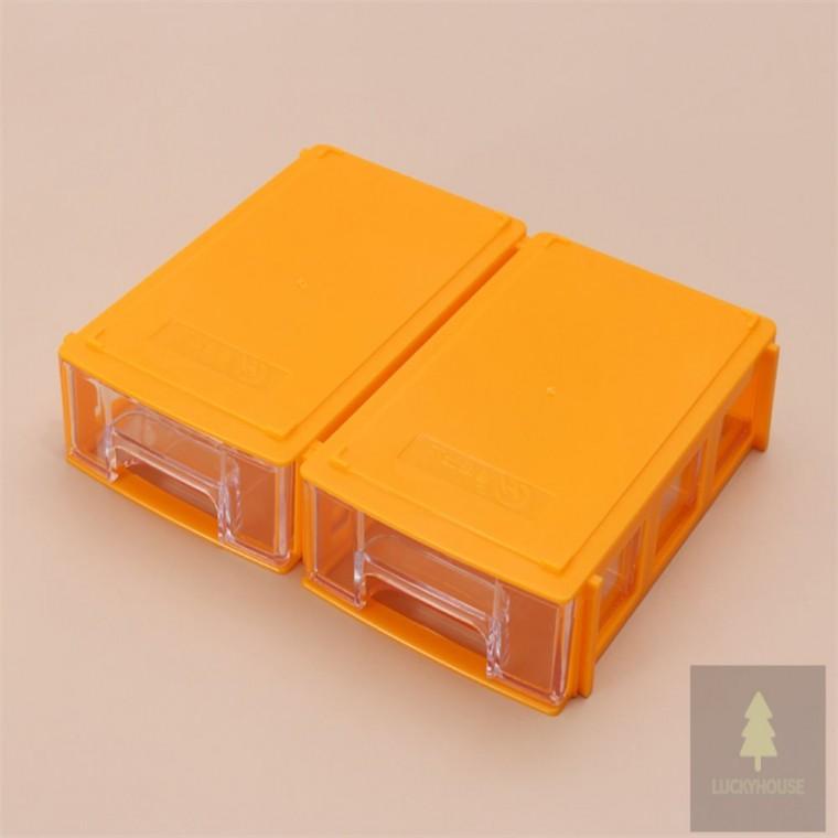 서랍식 수납함 2p세트8.5x4.5cm 옐로우 플라스틱문구서랍장 사무용품서랍 문구서랍정리함
