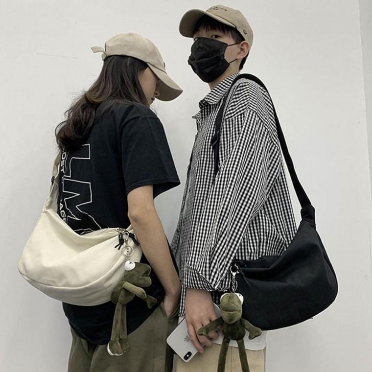 반달 하프문 크로스 백 여성 가방 캐주얼 크로스백 캔버스 에코백 숄더백 쇼퍼백 문백