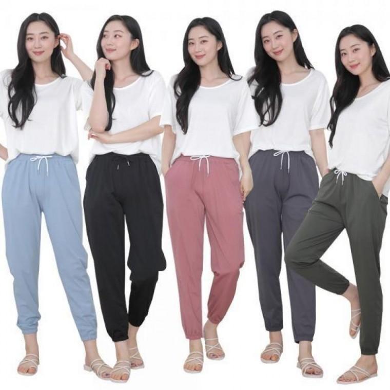 여성 아이스 조거 팬츠 밴딩 바지 여자 스판 여름 냉감 운동복 트레이닝 츄리닝