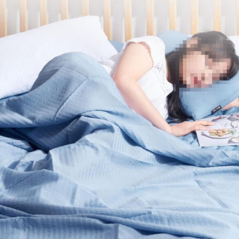 블루 S/SS 싱글 시어서커 가벼운 얇은 홑이불 여름 이불 냉감이불 여름침구 홑겹이불