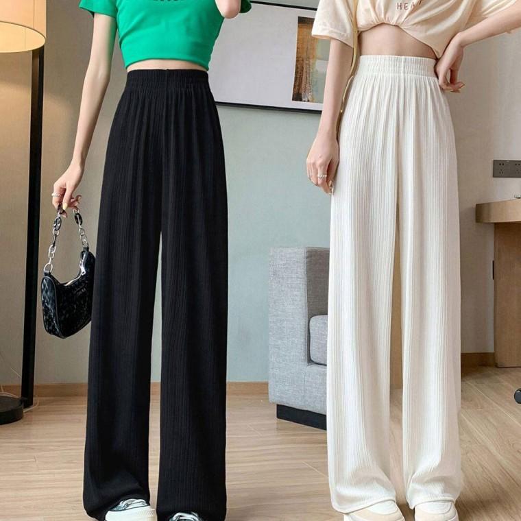 찰랑이는 아이스 와이드팬츠 냉감 통바지 허리밴딩 롱팬츠 데일리 여성 여자