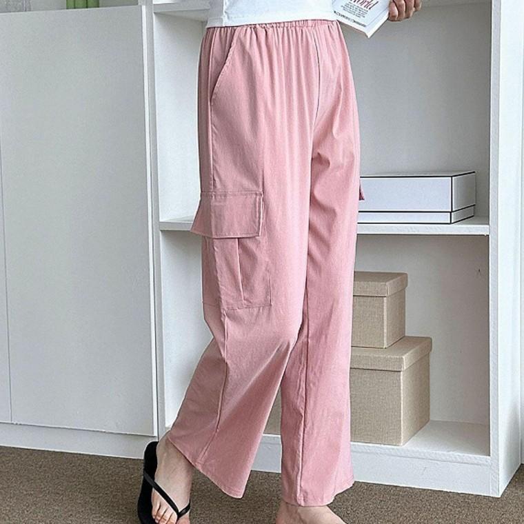 냉감 통바지 와이드팬츠 여름 아이스 찰랑이는 밴딩 긴바지 데일리 여자 여성