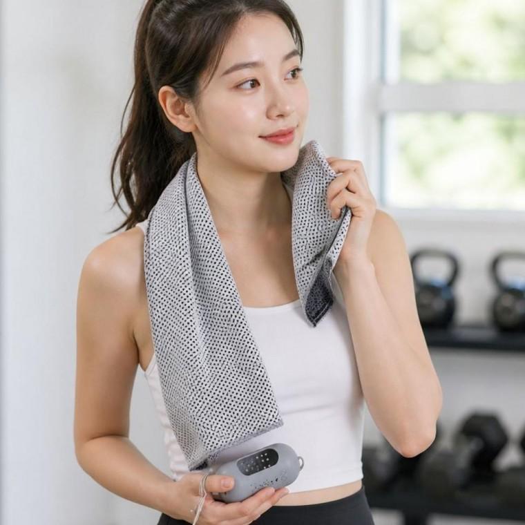 땀흡수 스포츠 타월 그레이 건식 수건 운동용 냉감 타올