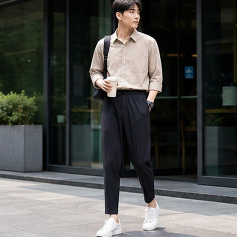남성 여름 냉감 밴딩 팬츠 구김 적은 데일리 출근룩 편안한 슬랙스핏