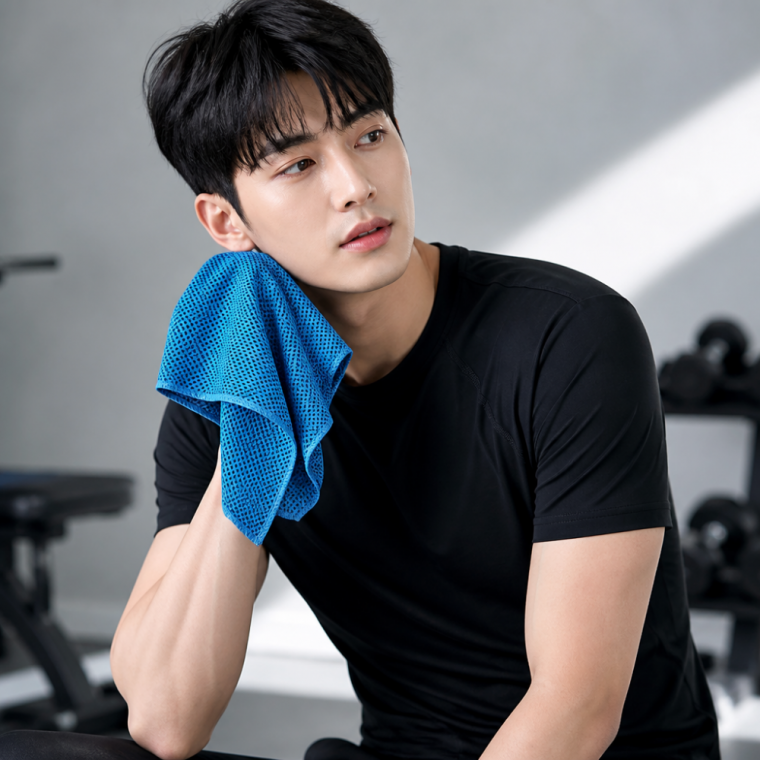 냉감 아이스 타월 블루 30x 면수건 운동용 땀 수건 스포츠 타올