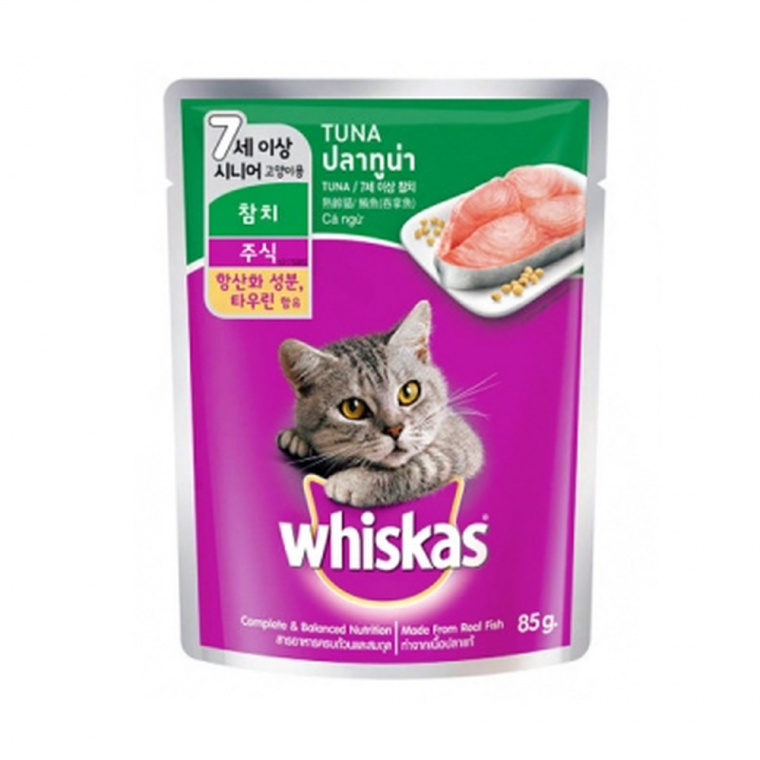 (6개묶음)위스카스 시니어 참치 파우치 80g