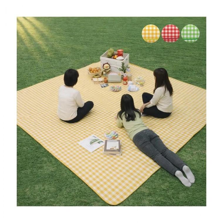 루미나D 피크닉 방수매트 돗자리 접이식 파우치형 체크패턴 나들이 캠핑 대형 200x200cm