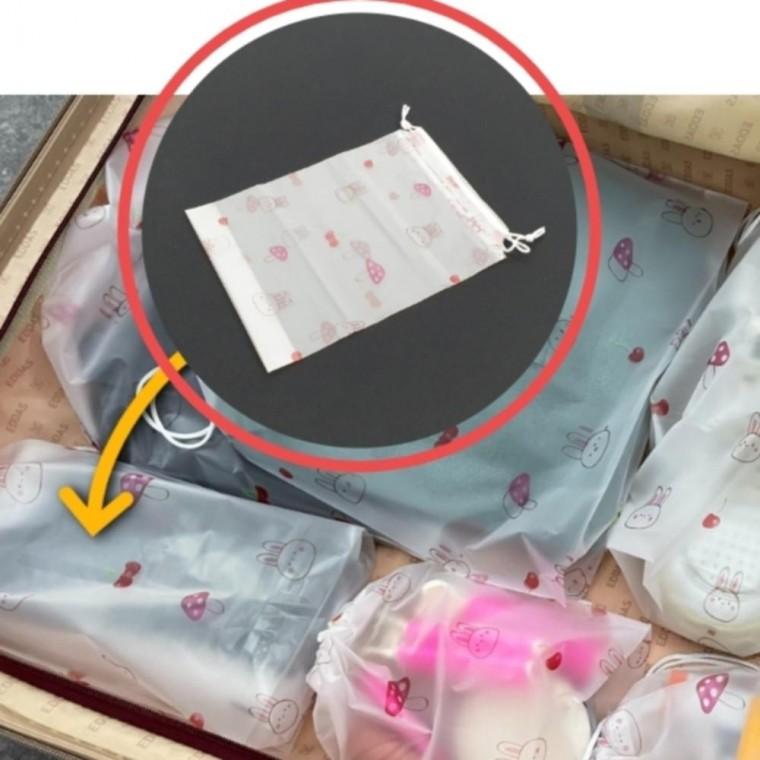 1매 18x25 토끼 EVA 조리개 파우치 반투명 수납파우치 여행용 조리개형 다용도파우치