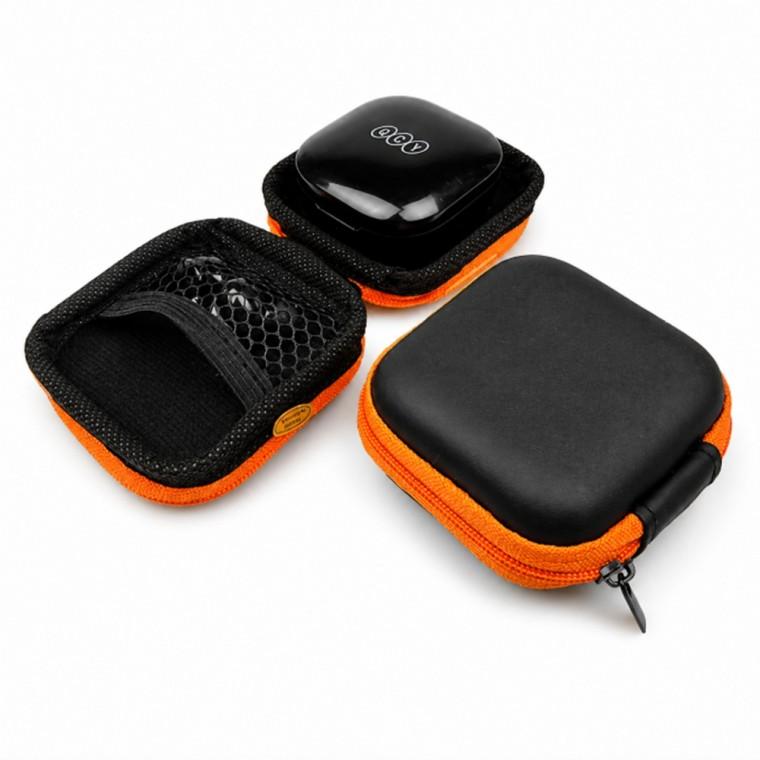 오렌지 미니 이어폰 파우치 지퍼 USB 케이블 정리 파우치