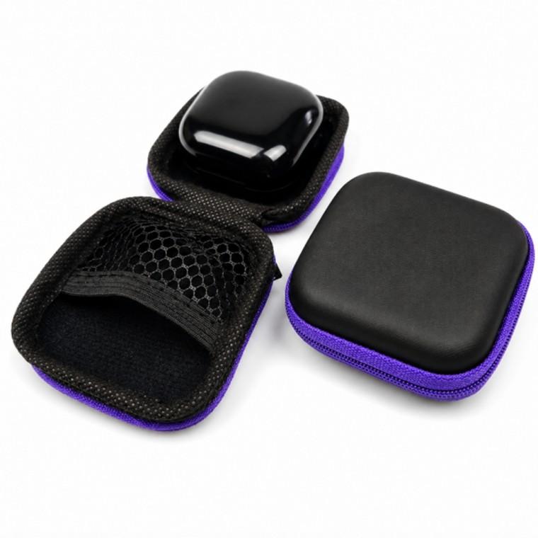 퍼플 미니 이어폰 파우치 지퍼 USB 케이블 정리 파우치