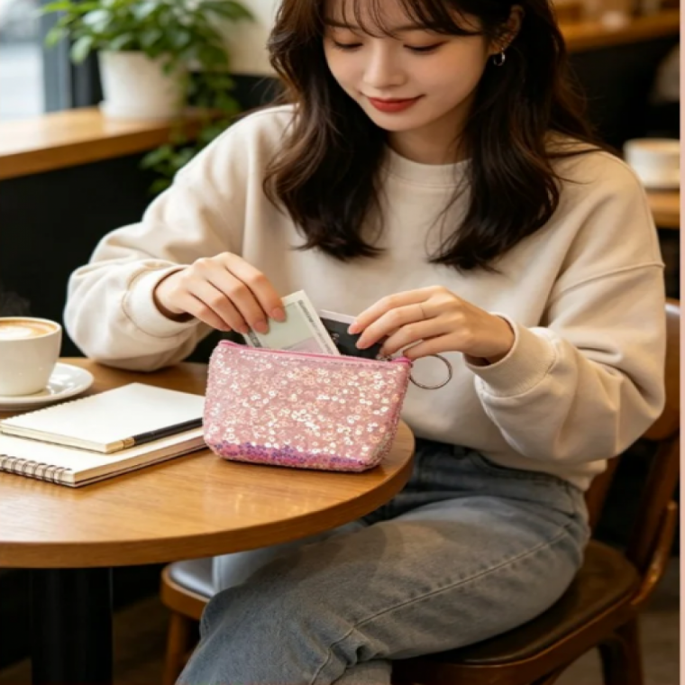스팽글 케이스 화장품 파우치 1+1 동전 카드 지갑 소품 수납
