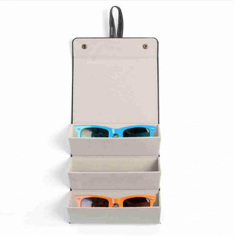 접이식 3구 안경보관함 블랙 선글라스보관파우치 선글라스거치대 안경정리함