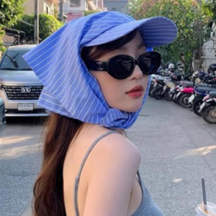 북유럽풍 스트라이프 스카프 모자 두건 여성 여름 외출용 캡 햇