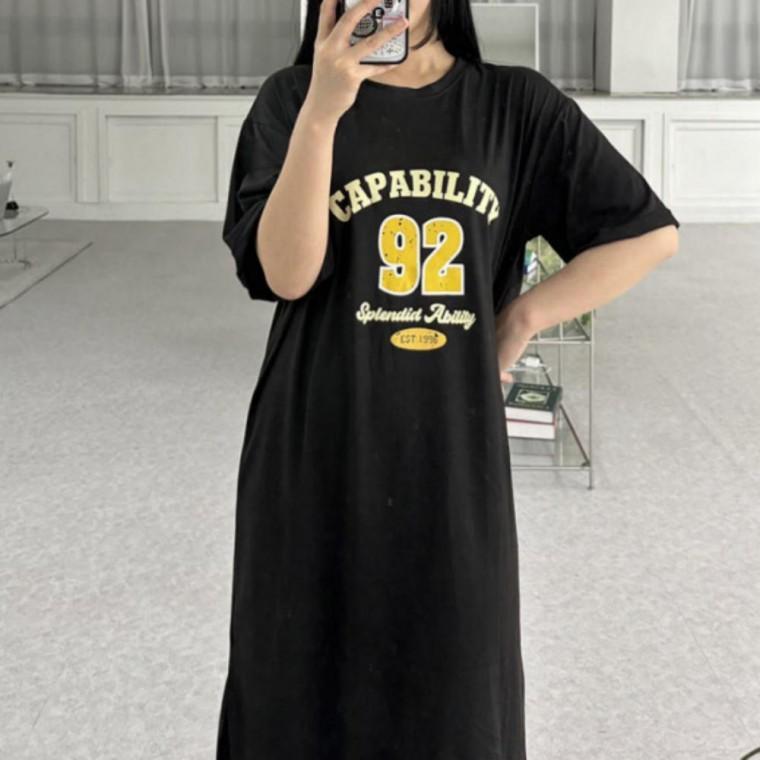오버핏원피스 여름 오버핏 프린팅 반팔원피스 반팔 여성 케파빌리티 원피스 여름원피스 롱