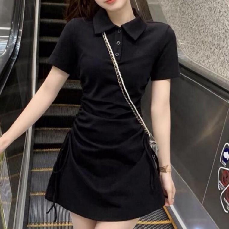 슬림핏원피스 셔링 카라셔츠원피스 원피스 여름원피스 여름 미니 반팔원피스 카라 캐주얼 반팔 슬림핏