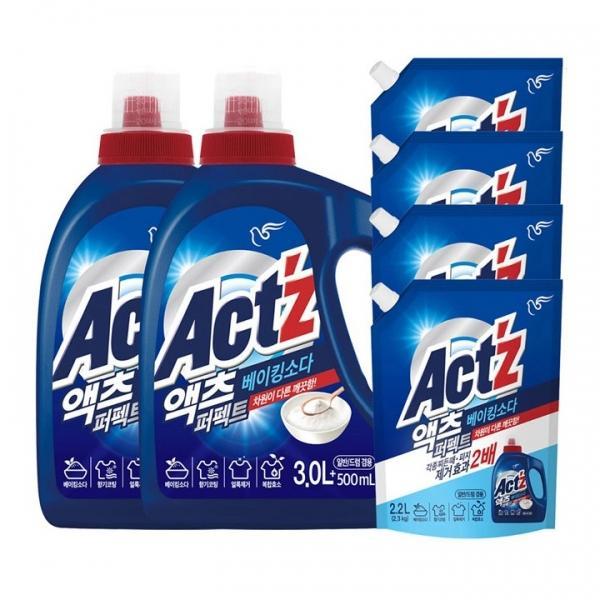 액츠 퍼펙트 액체 세탁세제 베이킹소다 3.5L x 2 + 2.2L x 4