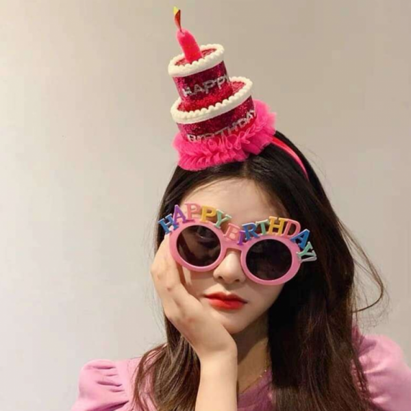 생일 케이크 머리띠[시즌3 케익 케잌 모자 파티 축하 해피벌스데이 홈파티 이벤트용 주인공 헤어밴드 소품]