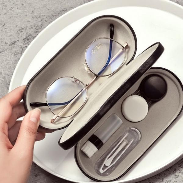 안경 렌즈 이중 수납 케이스 통 집 휴대용 하드 보관 정리 수납 함 컨텍트 일회용 여행용