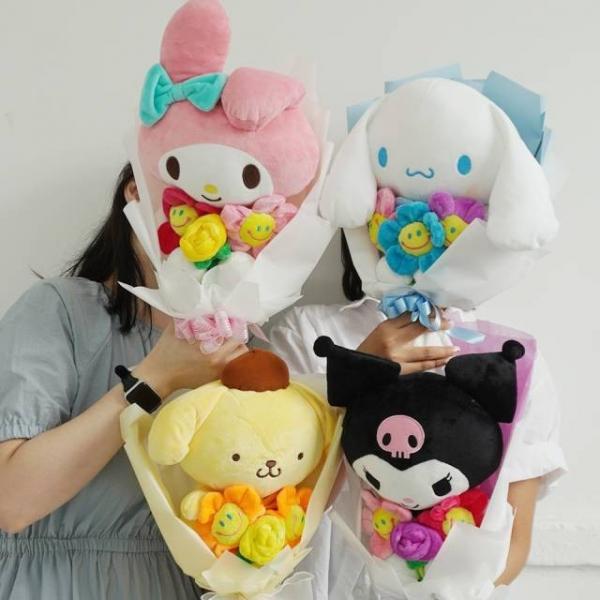인형 꽃다발 [8종 시나모롤  마이멜로디 폼폼푸린 스마일 꽃 생일 졸업 유치원 학예회 선물]