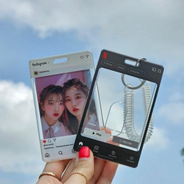 포토카드 포카 홀더 키링 [PVC 파우치 케이스 사진 지갑 교통카드 티머니 사원증 증사 학생증 투명 보관]