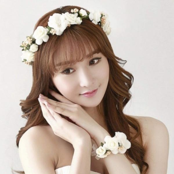브라이덜 샤워 꽃화관 꽃팔찌 소품 5종 셀프 웨딩 촬영 조화