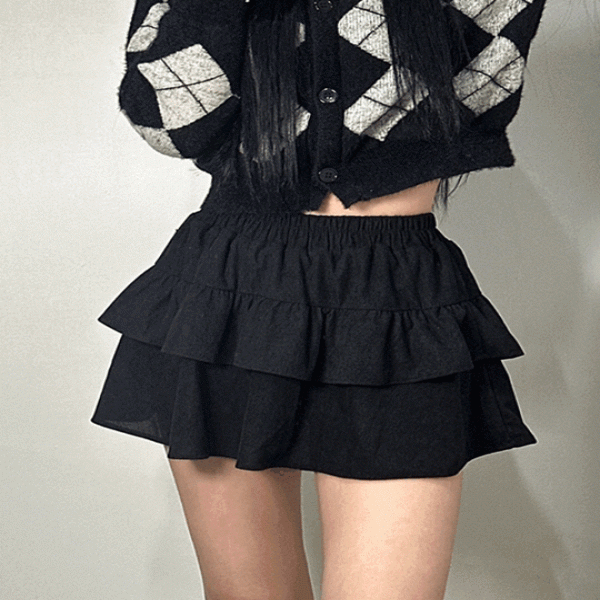 여성 캉캉 골덴 치마 밴딩 플레어 미니 스커트 속바지 3color 발레코어 코듀로이 A라인 블랙 카멜 브라운