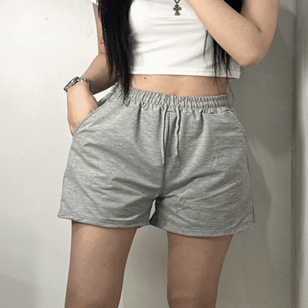 여성 기본 3부 츄리닝 반바지 트레이닝 숏팬츠 [3color 쭈리 밴딩 팬츠 여자 추리닝 블랙 화이트 그레이]
