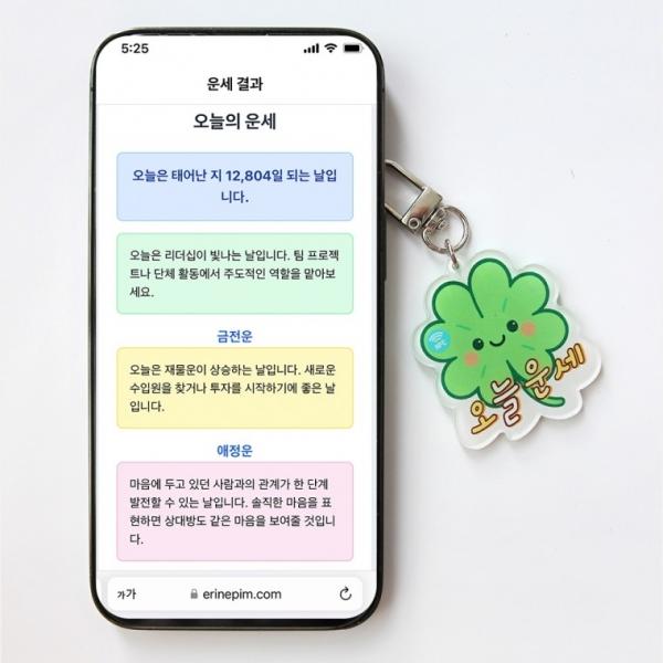 오늘의 운세 등 NFC 키링 4종 [점심메뉴 추천 수능 디데이 코인 시세 행운 부적 네잎클로버 비트코인 태그]
