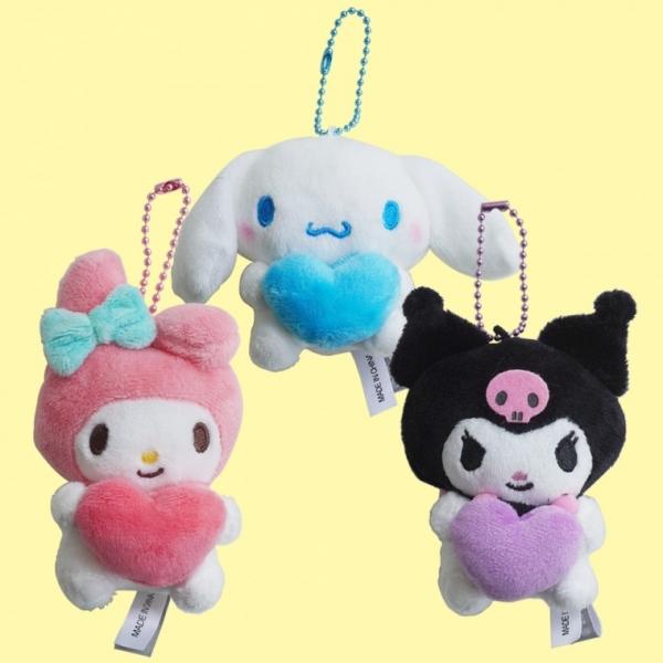 하트 인형 키링 3종 정품 시나모롤 마이멜로디  마멜 백팩 백꾸 가꾸 백참 열쇠고리 키홀더