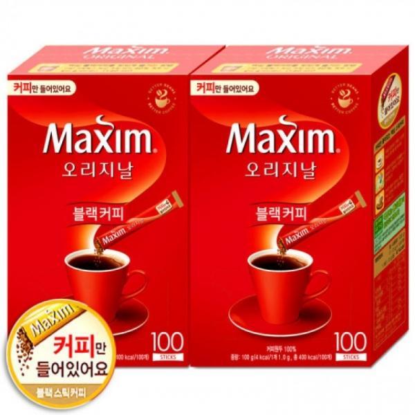 맥심 오리지날 솔루블 블랙커피 100Tx2 설탕없는커피