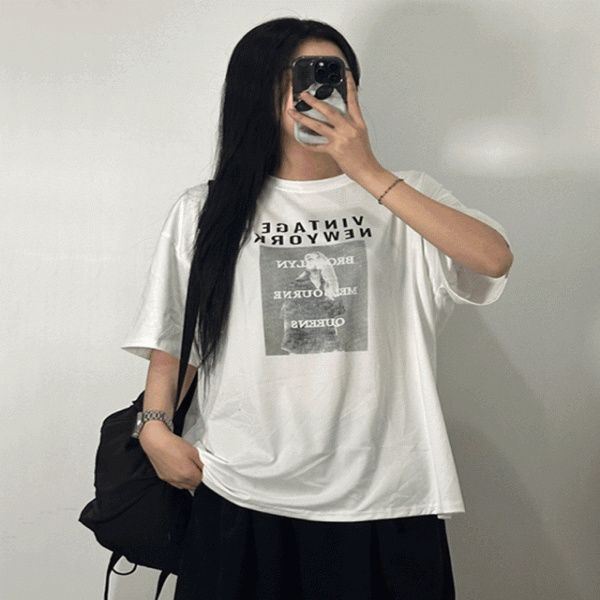 오버사이즈 빈티지 프린팅 티 반팔 티셔츠 3color 데일리 오버핏 레터링 여름 박스티 블랙 베이지 화이트