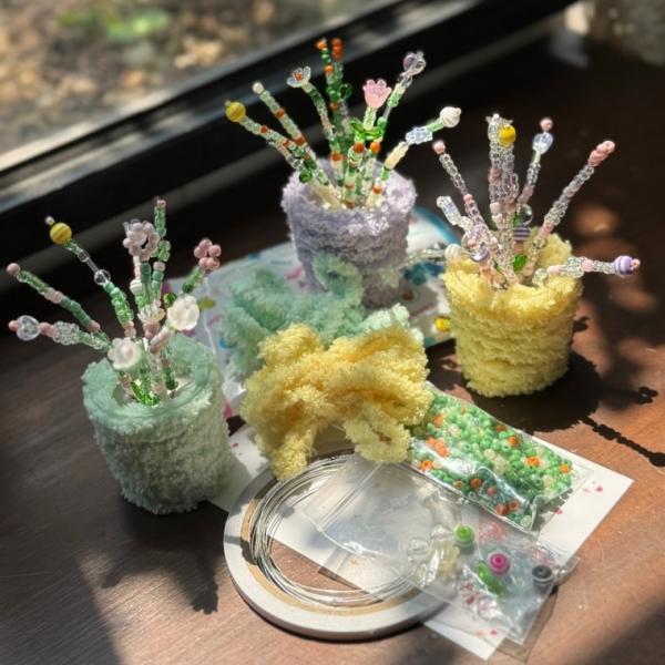 비즈 식물 플랜트 만들기 세트 DIY 키트 [9종 은방울 화분 공예 방과후 수업 재료 템]