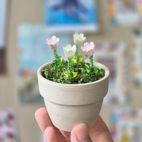 튤립 비즈 식물 플랜트 반려 화분 만들기 DIY 키트 세트 [시즌2 나비 구슬 공예 수업 재료 부자재 방과후]