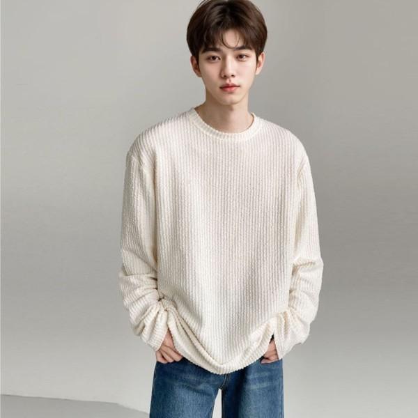 라운드넥 디자인 골지 긴팔티 맨투맨 소프트한 소재 촉감이 좋은 부담없는 패션 편안함