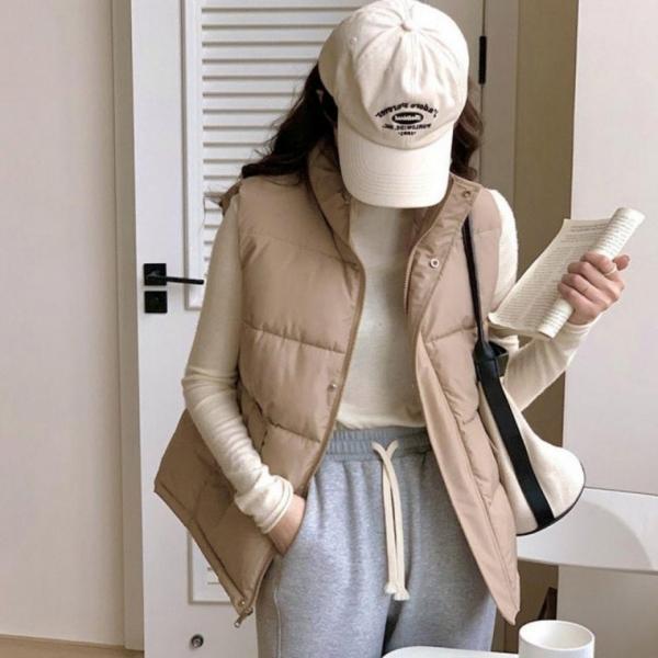 여성 가을 겨울 하이넥 필수 귀여운 아이템 패딩조끼 가벼운 여성 여자 방한 용 작업 경량패딩 남자 남성