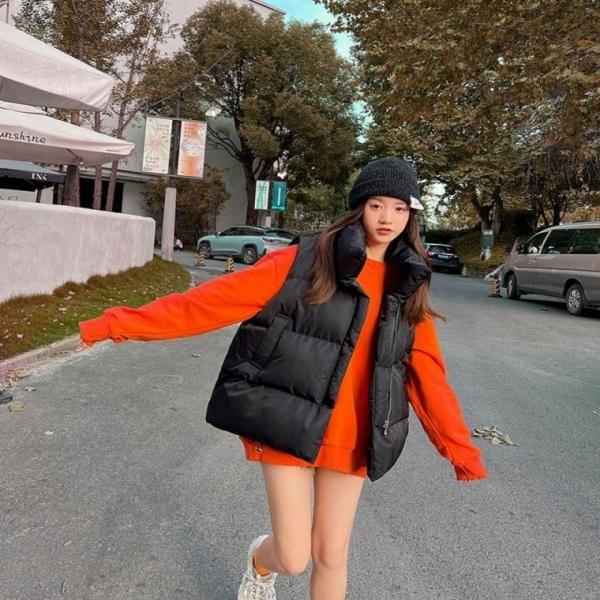 여성 2컬러 귀여운 하이넥 패딩조끼 겨울 패딩베스트 점퍼 베스트 조끼 패딩 겨울 오버핏