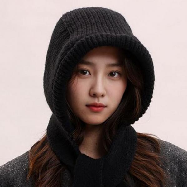 소프트한 귀여운 디자인 벙거지 후드 목도리 모자 소프트한 패션모자