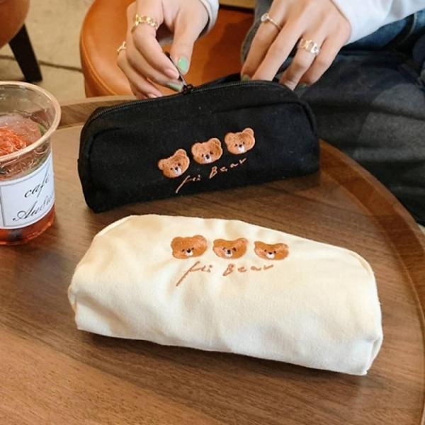 곰돌이 자수 필통 귀여운