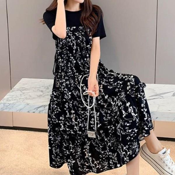 우아하고 은은한 꽃무늬 패턴 썸머 반팔 원피스 여성스러운 코디 세련된 포인트 부드러운 소재