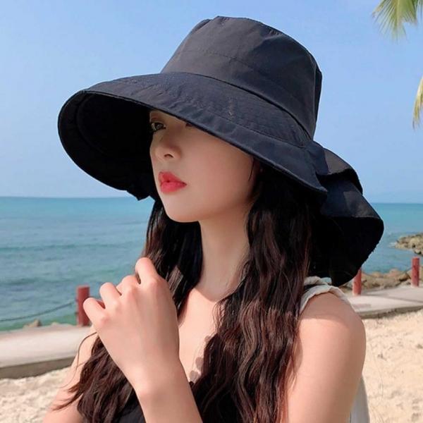 리본 스트랩 모자 여성 스트링 버킷햇 햇빛차단 그늘막