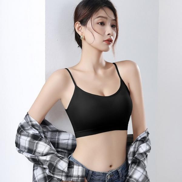 여성 일체형 브라탑 노와이어 크롭 나시 코튼 브래지어 3컬러