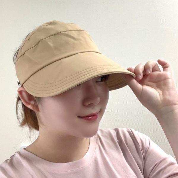 경량 무지 썬캡 베이지 블랙 여성용 사이즈조절