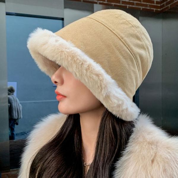 몽골 골덴 언발란스 버킷햇 벙거지모자 페이크퍼 겨울모자 털모자 겨울버킷햇 방한모자 여성모자 양털모자